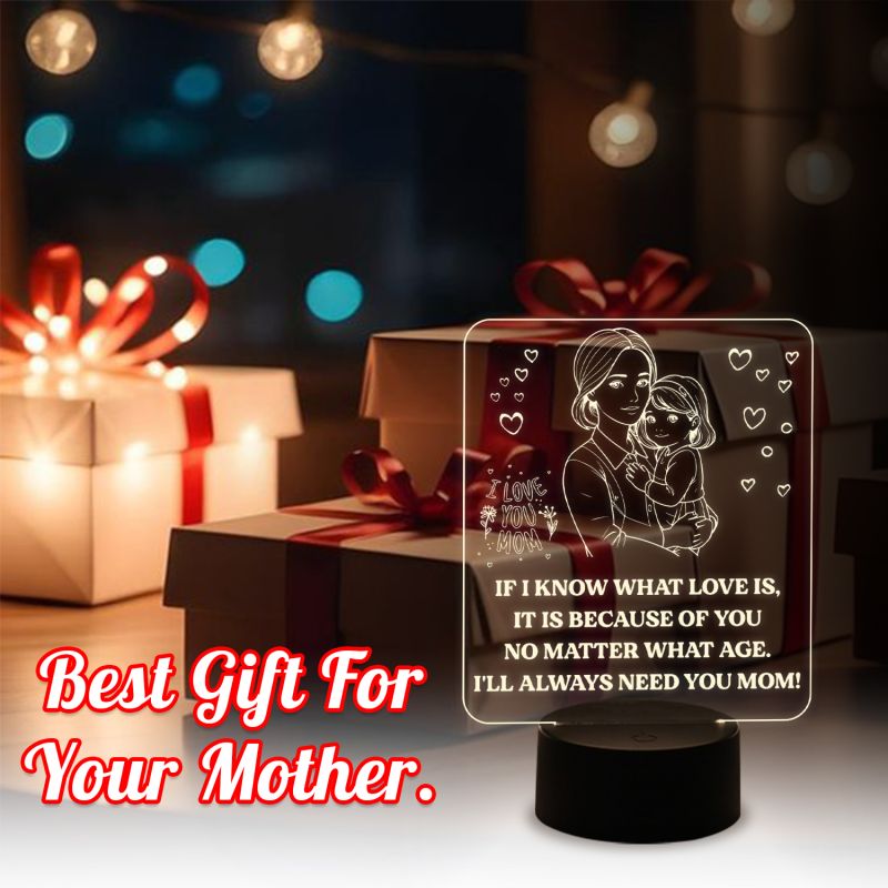 I Will Always Need You Mom Quote Engraved Desk Table Lamp with Automatic Color Changing Light & USB Power Cable | Birthday Gift for Mom | Thankyou Gift for Mom